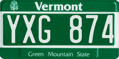 VT license plate YXG874