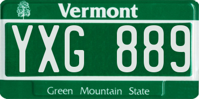 VT license plate YXG889