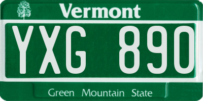 VT license plate YXG890