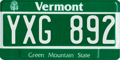 VT license plate YXG892