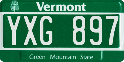VT license plate YXG897
