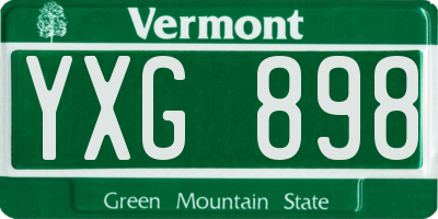 VT license plate YXG898