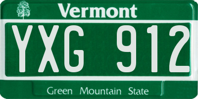 VT license plate YXG912