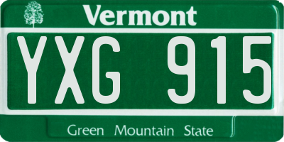 VT license plate YXG915