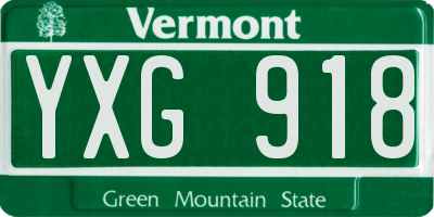 VT license plate YXG918