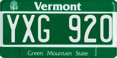 VT license plate YXG920