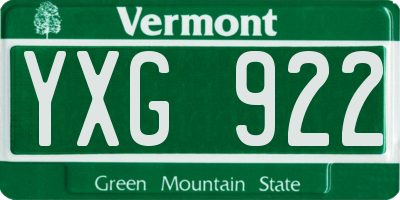 VT license plate YXG922