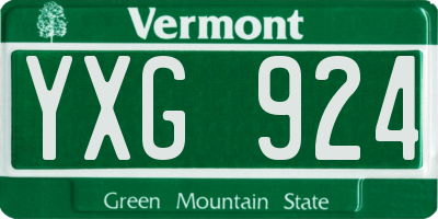 VT license plate YXG924