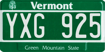 VT license plate YXG925
