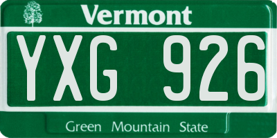 VT license plate YXG926
