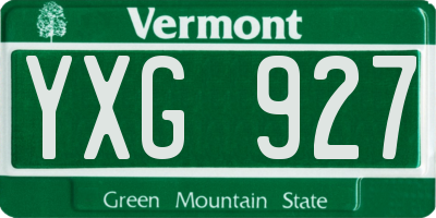 VT license plate YXG927