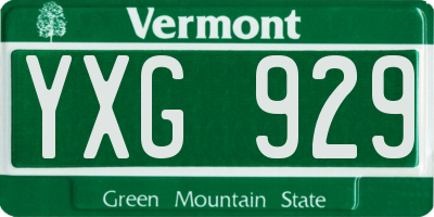 VT license plate YXG929