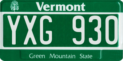 VT license plate YXG930