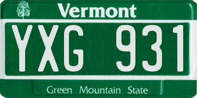 VT license plate YXG931
