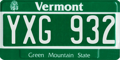 VT license plate YXG932