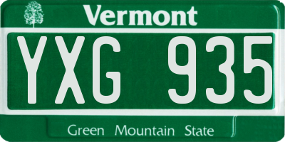 VT license plate YXG935
