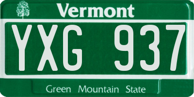 VT license plate YXG937