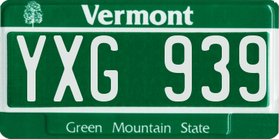 VT license plate YXG939