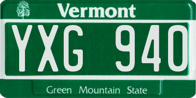 VT license plate YXG940
