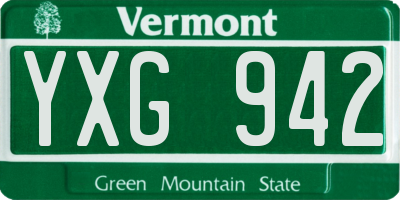 VT license plate YXG942