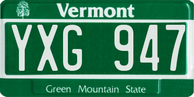 VT license plate YXG947