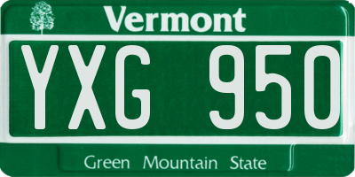 VT license plate YXG950