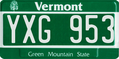 VT license plate YXG953