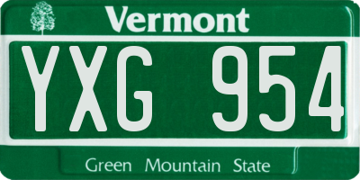 VT license plate YXG954