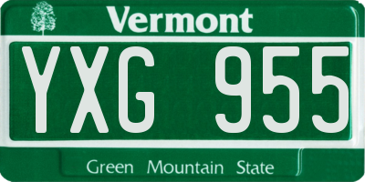 VT license plate YXG955
