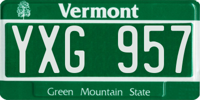 VT license plate YXG957