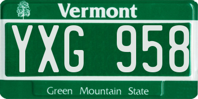 VT license plate YXG958