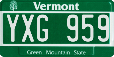 VT license plate YXG959