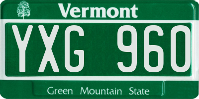 VT license plate YXG960
