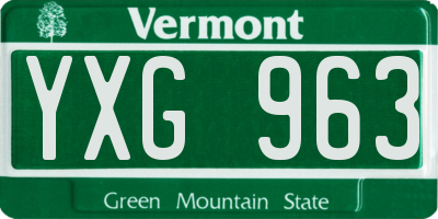 VT license plate YXG963