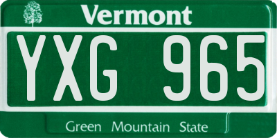 VT license plate YXG965