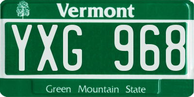 VT license plate YXG968