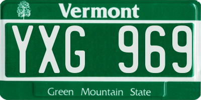VT license plate YXG969