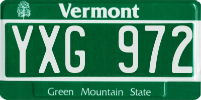 VT license plate YXG972