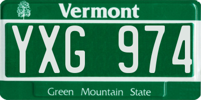 VT license plate YXG974
