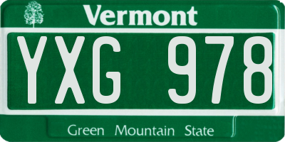 VT license plate YXG978