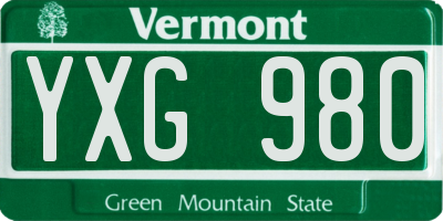 VT license plate YXG980