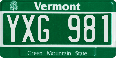 VT license plate YXG981