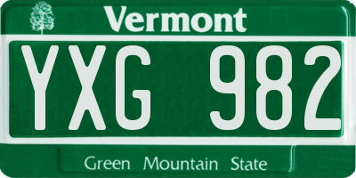 VT license plate YXG982