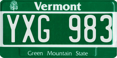 VT license plate YXG983