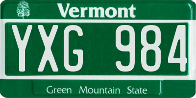 VT license plate YXG984