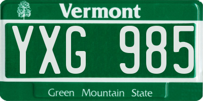 VT license plate YXG985