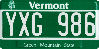 VT license plate YXG986