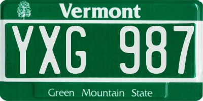 VT license plate YXG987