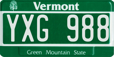 VT license plate YXG988