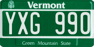 VT license plate YXG990